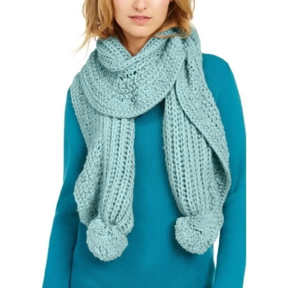 Charter Club Ruffle-Knit Boa Scarf Green One Size